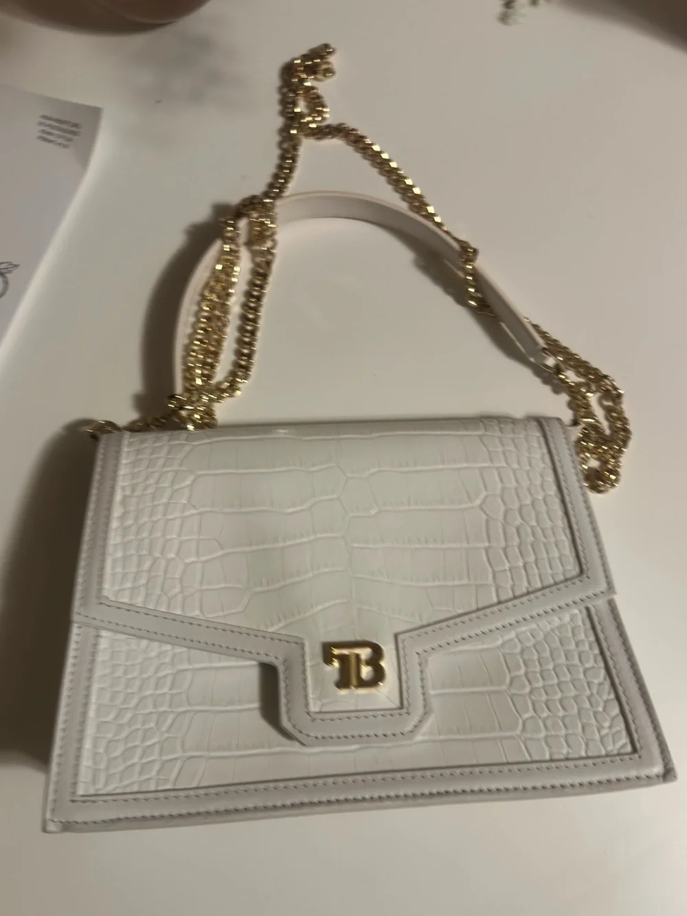 Teddy Blake White Croc-Embossed Top-Handle Satchel (Teddy Blake Sophia) - Picture 2 of 8